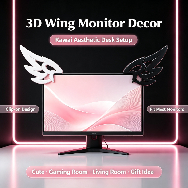 Tech Table Accessories - 귀여운 3D 날개 모양 컴퓨터 모니터