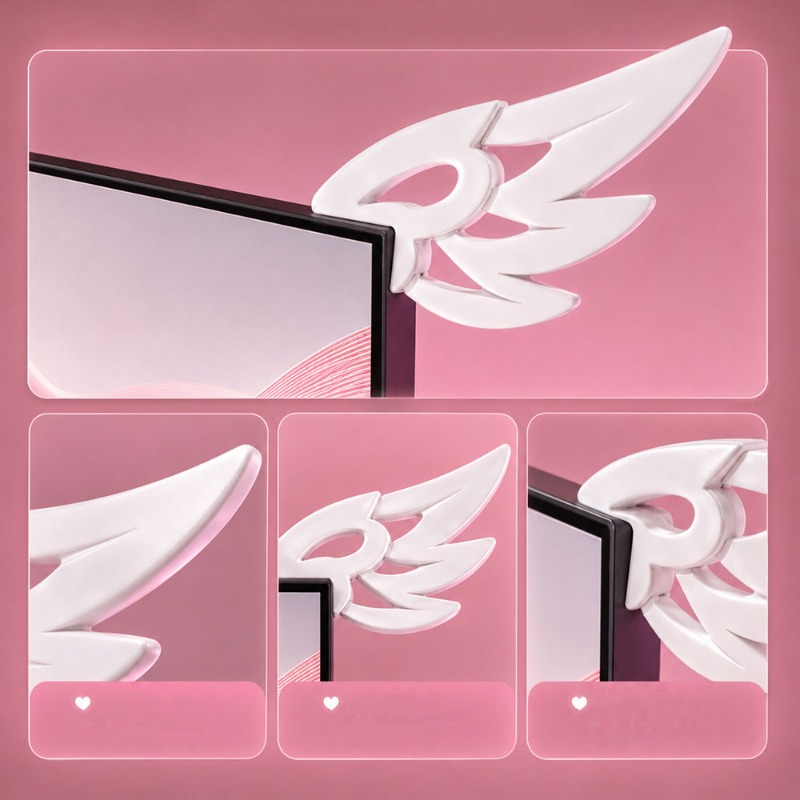 귀여운 3D 날개 모양 컴퓨터 모니터 장식, 미적 감각 - Tech Table Accessories 리뷰 및 가격